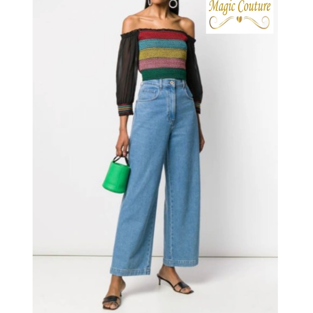 โSOLDโNWOT Alice & Olivia Abita Embroidered Smocked Crop Top๐๐๐โค๏ธ - Picture 3 of 10